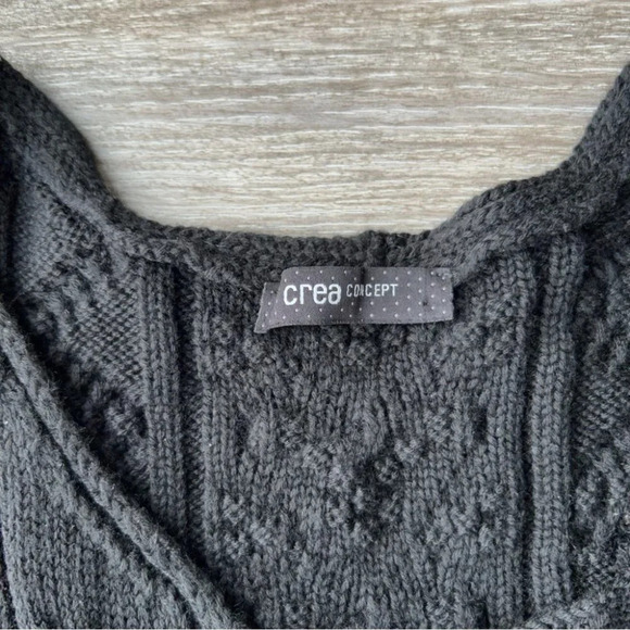 Crea Concept Pure Wool Cable Knit Flared Peplum Hem Short Sleeve Sweater - Picture 6 of 14